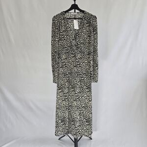 Mango Monochrome Long Sleeve Dress
